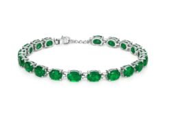 Classic Oval Emerald Pure Silver Tennis Bracelet